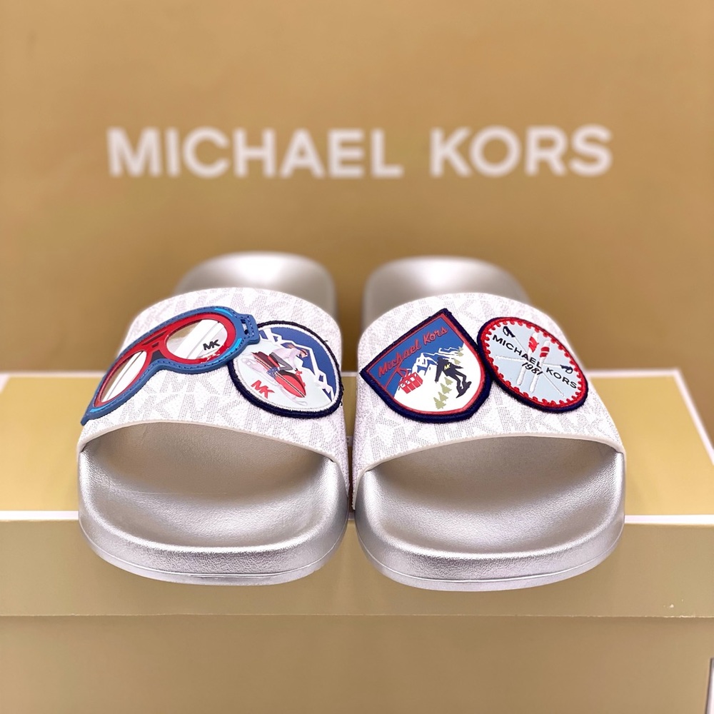 Michael Kors Penny Slide Flip Flops Ski Patch - Picture 4 of 12